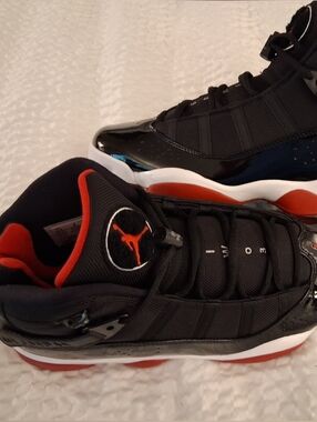 Jordan Black and Red Low-Top Basketball Shoes